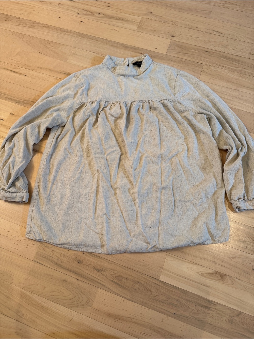 Roolee-Linen/Cotton Blend Tan Blouse Shirt Top-XL-Classic-Vacation-Travel